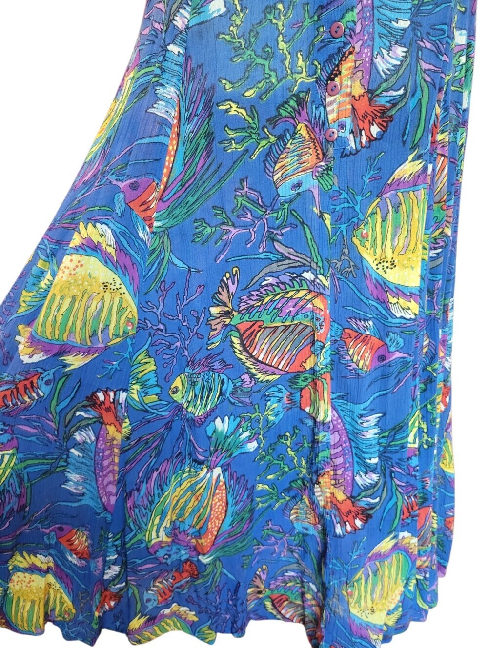 Vintage Adini NY London “Under the Sea” Cotton Gauze Flowy Maxi Dress - Picture 4 of 11